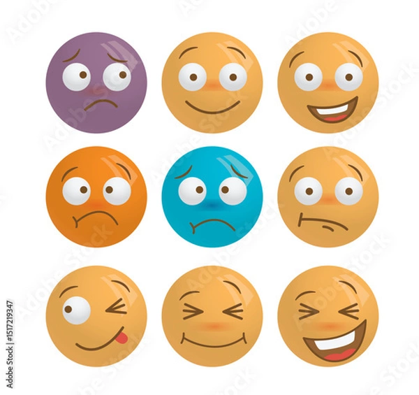Fototapeta Emotional face emoji icons in different moods