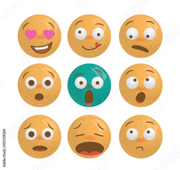 Fototapeta Emotional face emoji icons in different moods
