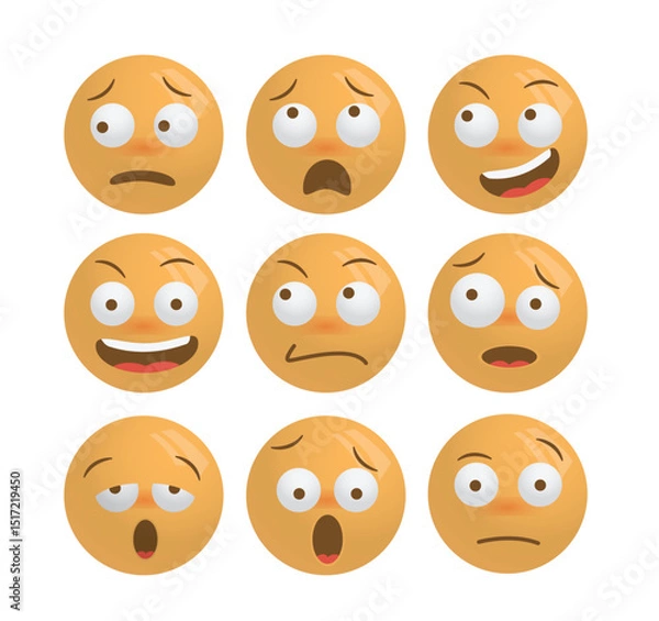 Fototapeta Emotional face emoji icons in different moods