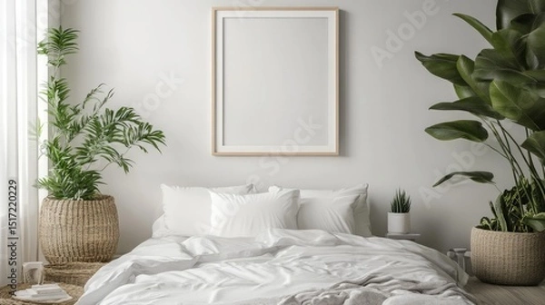 Fototapeta mock up poster frame in children bedroom scandinavian style interior background 3D render 3D illustration