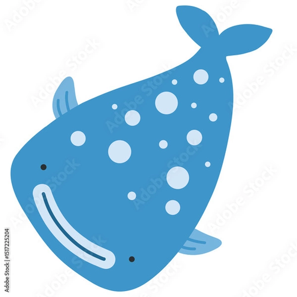 Obraz Cute Spotted Blue Whale – Ocean Animal Flat Vector Illustration