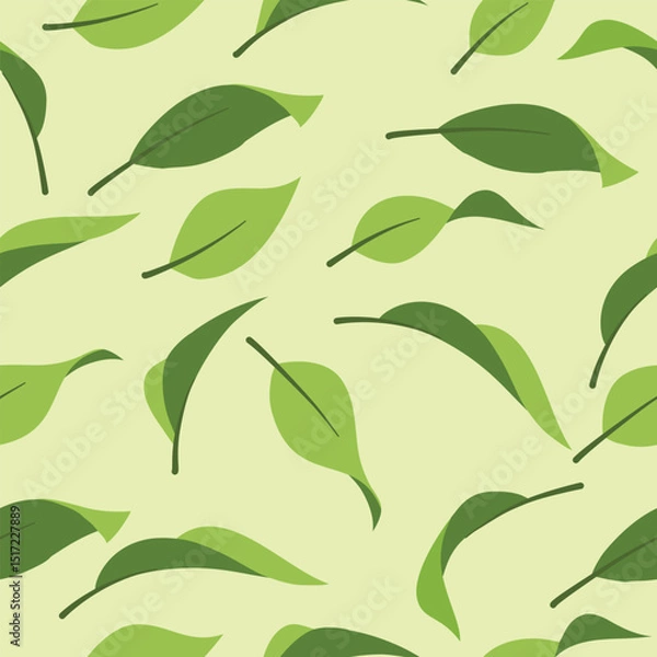 Obraz seamless pattern various leaf shapes on a light green background, , suitable for print and wallpaper