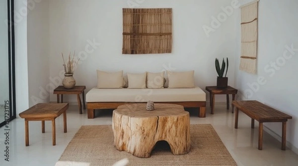 Fototapeta Modern minimalist living room interior design.