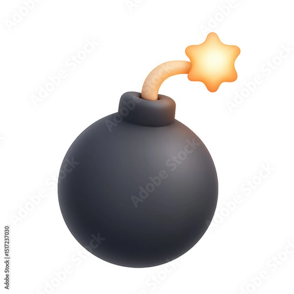 Fototapeta Animated Bomb with Star: a visually dynamic and engaging image of a cartoon bomb with a glowing star fuse against a background.
