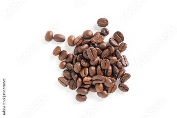 Obraz Coffee bean. Brown roasted coffee beans seeds isolated. Coffee bean on white background. Close up image.
