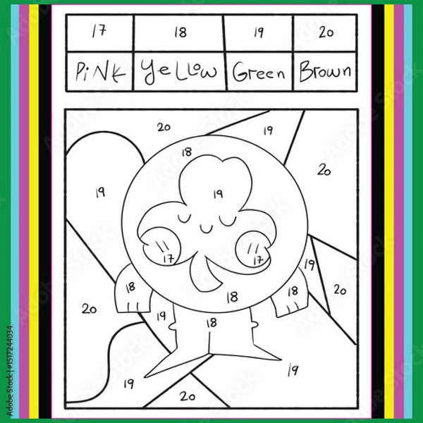 Fototapeta Vector capybara color by number activity with animal on natural background. Nature landscape scene. Black and white counting game. Coloring page for kids with cute capybara