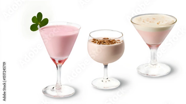 Fototapeta strawberry milkshake isolated on white