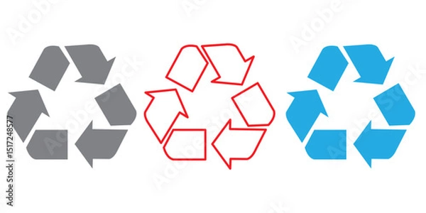 Fototapeta Recycle symbol. Reusing signs set. Recycling icons isolated on white background. Vector illustration