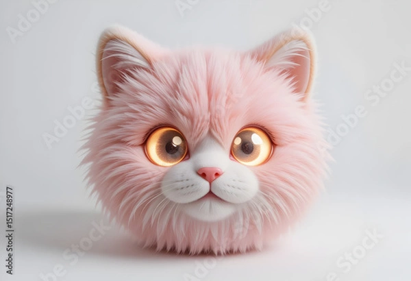 Obraz Fluffy Pink Cat Face Plush Toy