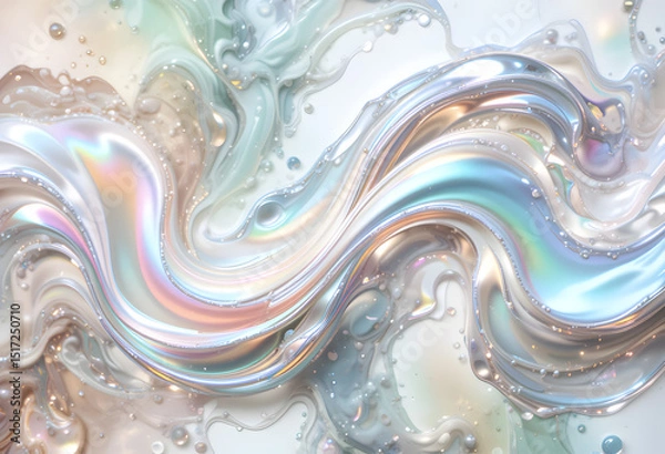 Fototapeta Abstract Iridescent Colorful Swirls with Glossy Texture

