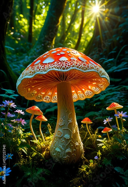 Fototapeta Enchanted Forest with Majestic Mushrooms