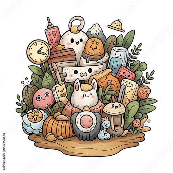 Fototapeta Catchy Doodle Art Cartoon Illustrations: Royalty-Free Vector Graphics for Creative Projects