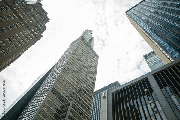 Obraz Skyscrapers of glass and metal rise tightly packed in New York's Midtown. This dense corridor reflects modern business, investment, and architecture.