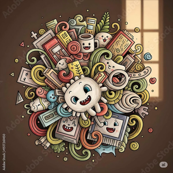 Fototapeta Catchy Doodle Art Cartoon Illustrations: Royalty-Free Vector Graphics for Creative Projects