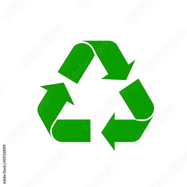 Fototapeta Flat vector icon of a recycling symbol, isolated background