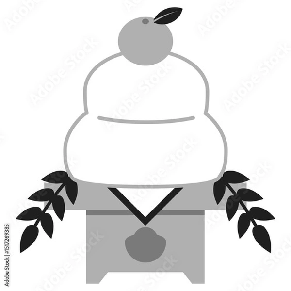 Obraz 鏡餅のアイコンイラスト　モノクロ