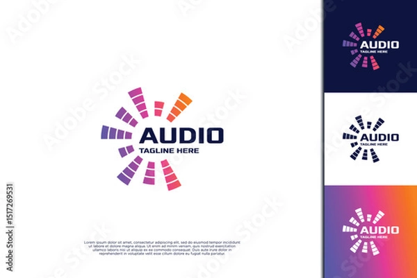 Fototapeta Audio wave circle shape logo design