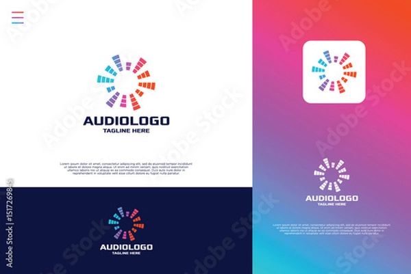 Fototapeta Audio wave circle shape logo design