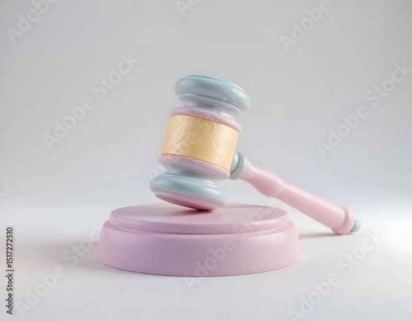 Obraz Pastel Pink and Gold Judge Gavel on Base