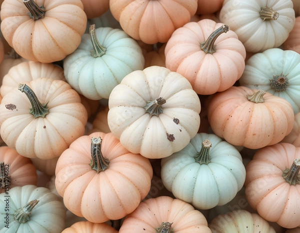Obraz Pastel Pumpkins Piled Closely Together