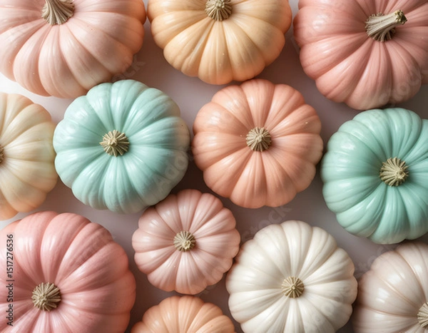 Obraz Pastel Colored Pumpkins Flat Lay Pattern