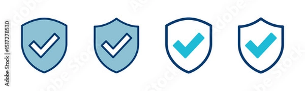 Fototapeta Shield check mark icon vector isolated on white background. Protection approve sign. Safe icon vector