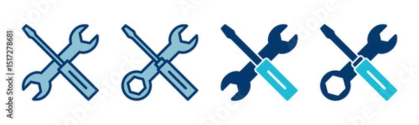 Fototapeta Repair icon vector isolated on white background. Wrench and screwdriver icon. settings vector icon. Maintenance. tools