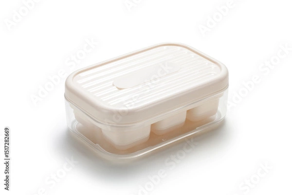 Fototapeta empty plastic ice block mold with lid on white background