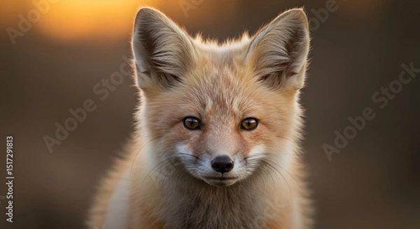 Fototapeta Fox Cub Close Up at Sunset