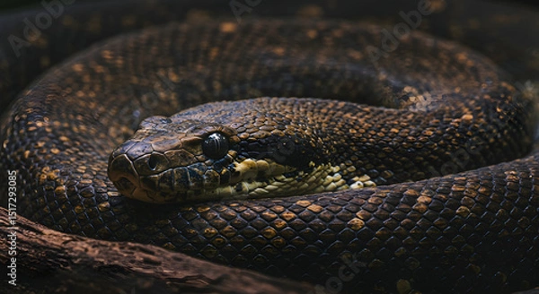 Fototapeta Python Snake Resting in Natural Habitat