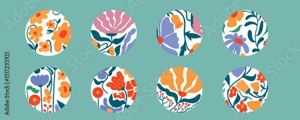 Obraz wavy groovy flower element object in naive style