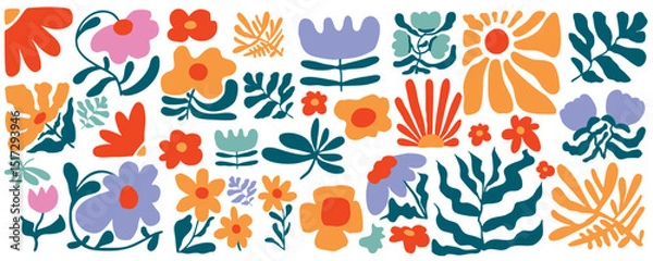 Obraz wavy groovy flower banner background in naive style