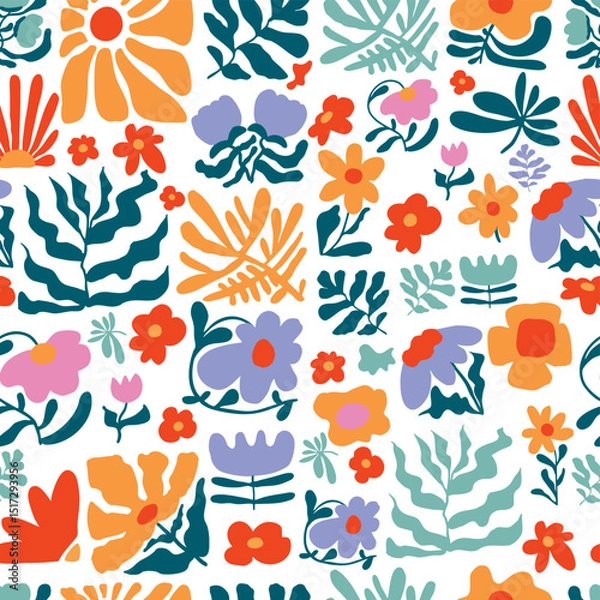 Obraz wavy groovy flower seamless pattern in naive style