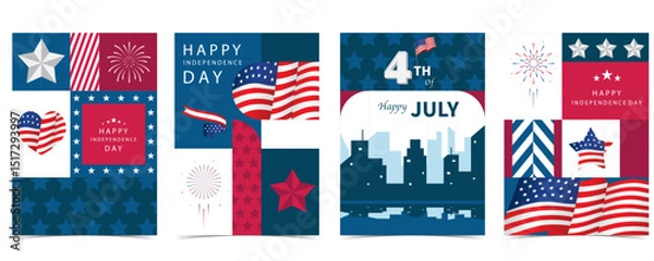 Obraz 4th of July Independence Day background with geometric for A4 vertical design