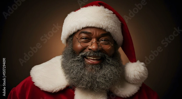 Fototapeta Santa Claus Man with Beard and Glasses