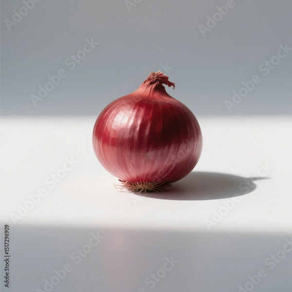 Fototapeta Single red onion isolated on white background