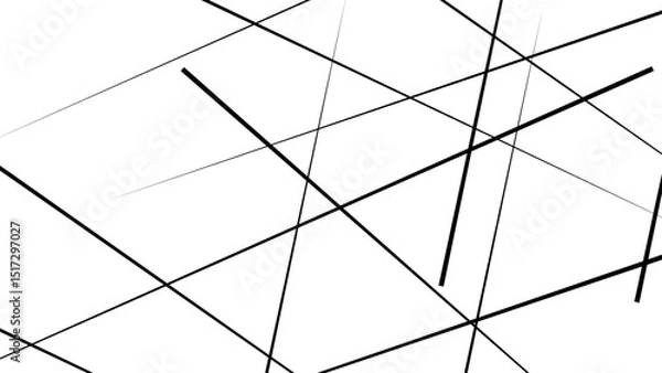 Fototapeta Abstract geometric pattern outline monochrome texture. Black chaotic lines of modern design. flat vector illustration isolated on white background.
 
