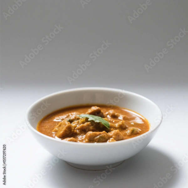 Fototapeta Delicious chicken curry in bowl isolated on white background