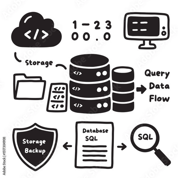 Obraz Data Storage and Management Illustration