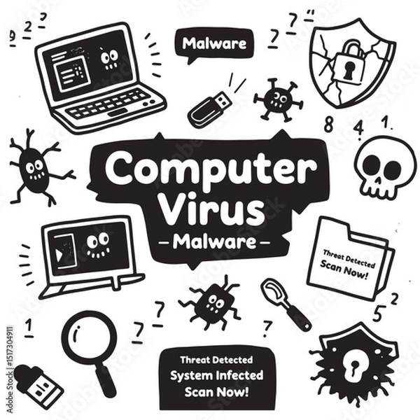Obraz Computer Virus and Malware Illustration
