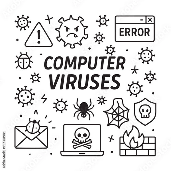 Obraz Computer Viruses Illustration with Icons