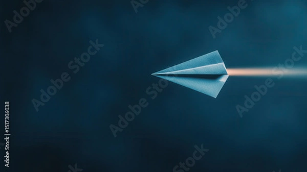Obraz Minimal closeup of paper airplane in motion with blurred background, creating sense of speed and direction, evoking feelings of adventure and aspiration