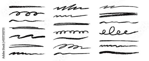 Fototapeta Line brush doodle stroke pencil pen sketch vector texture. Handwritten marker paint chalk paper cross, grunge draw emphasis. Scribble crayon pencil stroke doodle underline shape. Vector illustration