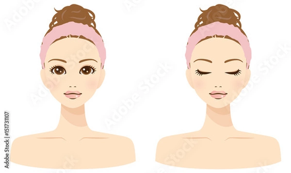 Obraz 美容　女性　顔　デコルテ　ヘアバンド