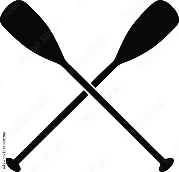 Obraz Two boat paddles silhouette vector, canoe oars black symbol