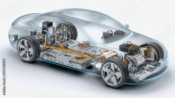 Fototapeta Electric Vehicle Internal Structure Visualization