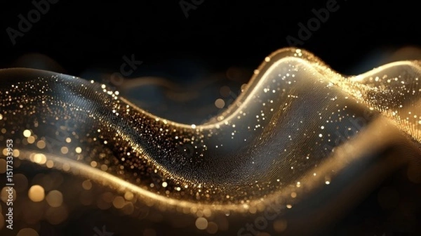 Fototapeta Abstract Golden Particle Waves