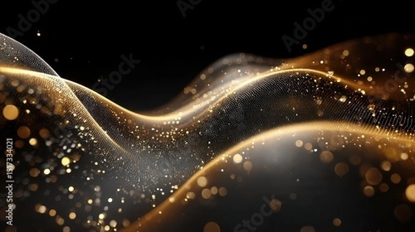 Fototapeta Abstract Gold Particle Wave Design