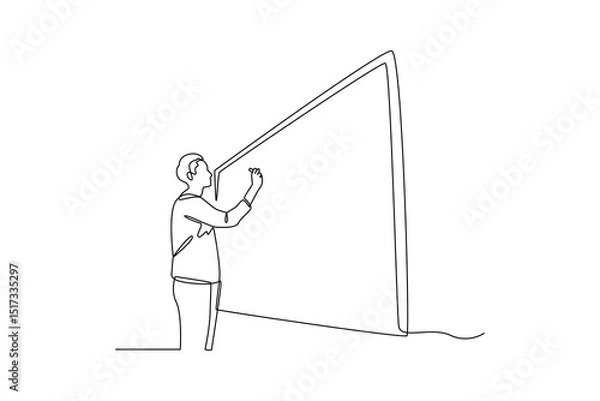 Obraz Teacher writing on blackboard continuous line drawing minimalist design