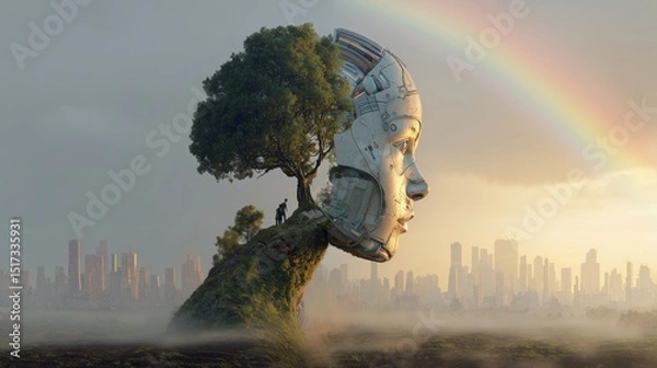 Fototapeta Artificial Intelligence and Nature's Harmony